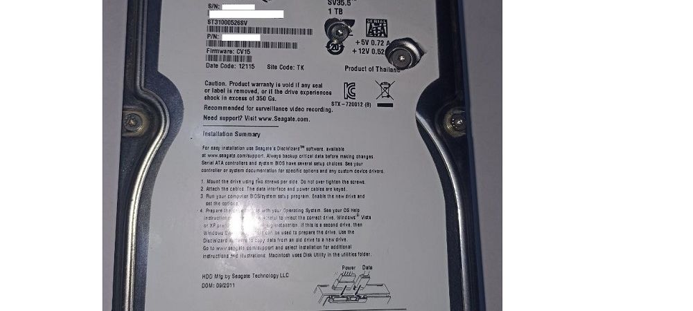 Кейс: Seagate ST31000526SV 3.5